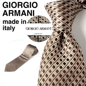ジョルジオアルマーニ GIORGIO ARMANI イタリア製 シルク ブランドネクタイ ゴールド 光沢あり メンズ レギュラー