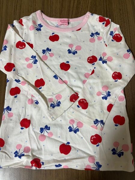 ミキハウス リンゴとさくらんぼ柄 長袖Tシャツ Tシャツ こども服 トップス キッズ 女の子