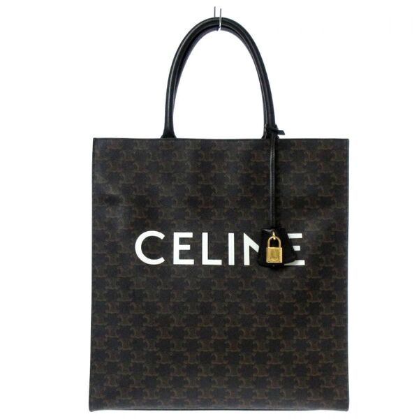 【美品】セリーヌ バーティカル トリオンフ キャンバス CELINE カバ ラージ /キャンバス&プリント入りカーフスキン