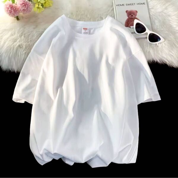 Uネック Tシャツ プルオーバー 五分袖 ビッグシルエット ドロップショルダー