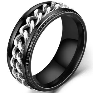 【大特価!】指輪 メンズ リング ステンレス チェーン フィジェット スピナー 喜平 シンプル アクセサリー