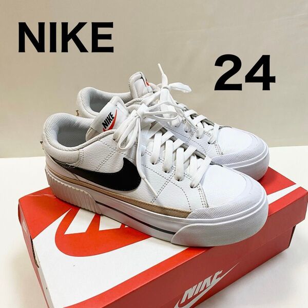 NIKE スニーカー ウィメンズ コートレガシーリフト 24 厚底