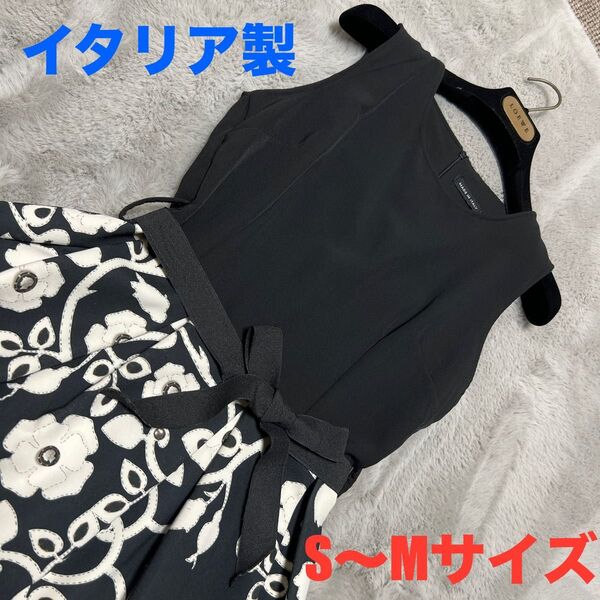 ★美品★イタリア製 ノースリーブワンピース 黒色系 S〜Mサイズ程度