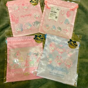 マイメロディ 50th 50周年 ガーリーポップハート巾着3種類4つ