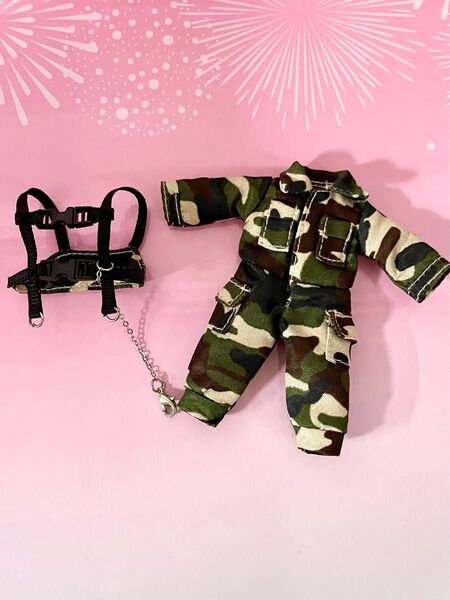 ツナギ ベスト セット ミリタリ 迷彩柄 ob11 ねんどろいどどーる オビツ11 ドール服 服 サバゲー