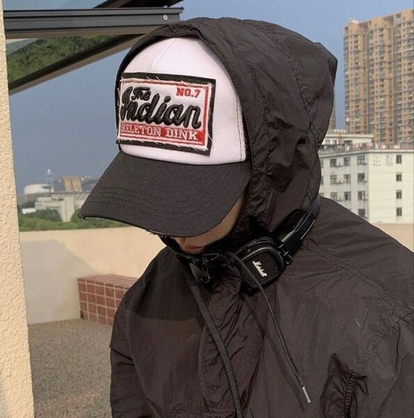 キャップ メッシュキャップ 帽子 アメカジ CAP ブラック Y2K グランジ