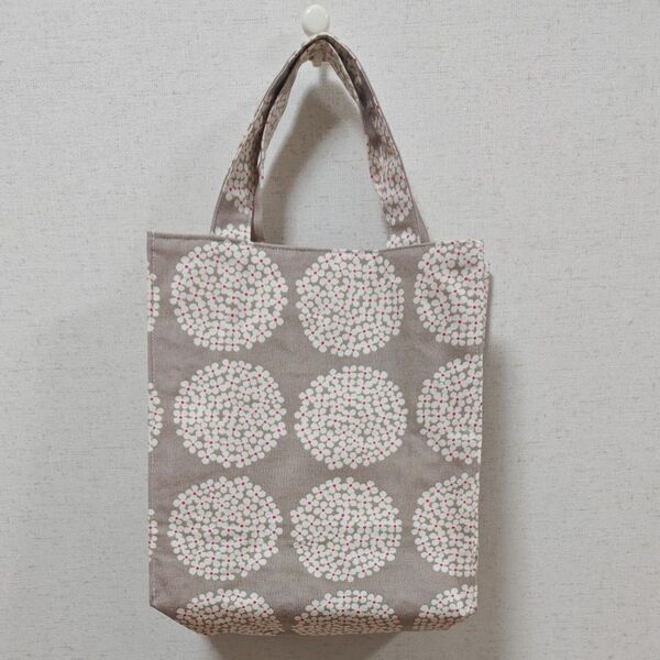 ハンドメイド 紫陽花柄 紙袋タイプのトートバッグ