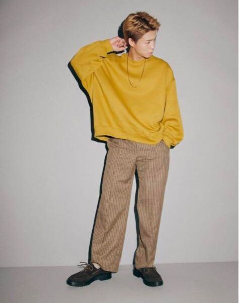 プルオンパンツ/BROWNチェックLサイズ GU パンツ スラックス ボトムス ブラウン系 L