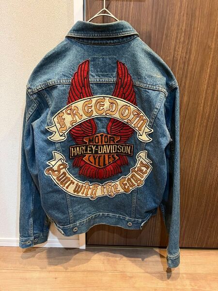 希少 ハーレーダビッドソン Gジャン デニムジャケット ロゴ刺繍ワッペン バイク