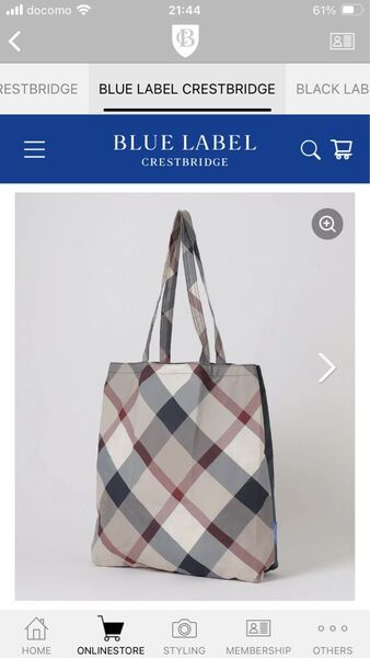 正規品★ブルーレーベル パーシャルクレストブリッジチェックエコバッグ ネイビー