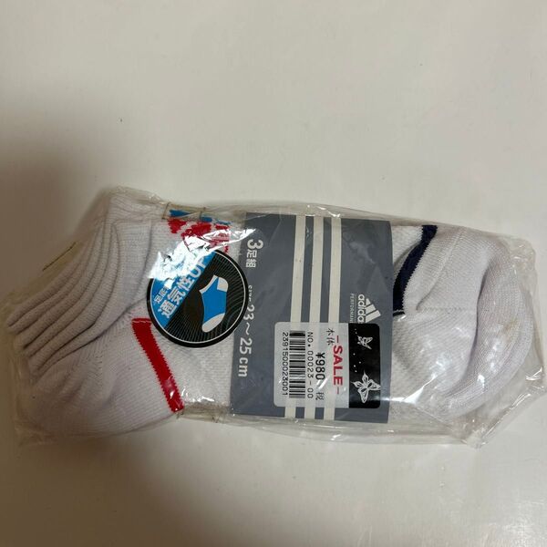 新品 未使用 アディダス 靴下 ソックス ロゴ 白 adidas くるぶしソックス
