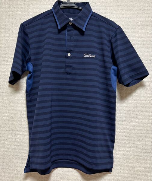 Titleist ゴルフ ポロシャツ メンズ M ネイビー ストライプ