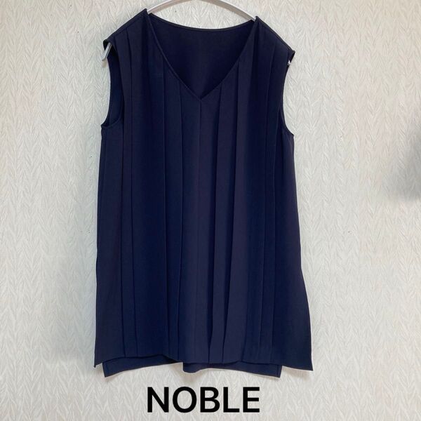 NOBLEノーブル レディース ネイビー Vネック ノースリーブ ブラウス チュニック