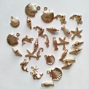 アクセサリーパーツ チャーム 海 マリン ゴールド