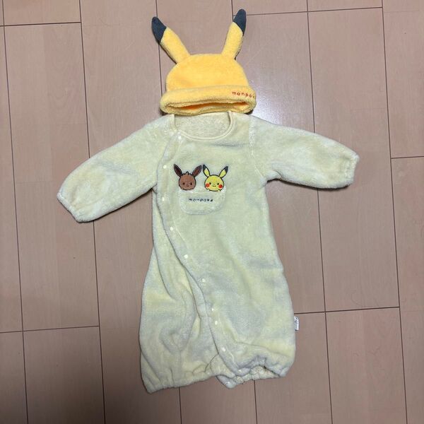 《美品》50〜70 モンポケ ピカチュウ なりきり2wayオール コンビドレス