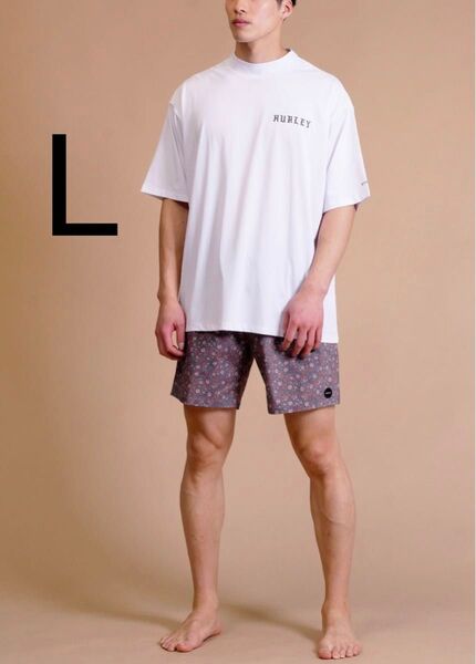 L Hurley 半袖 Tシャツ ラッシュガード モックネック PHANTOM 白 white 水陸両用