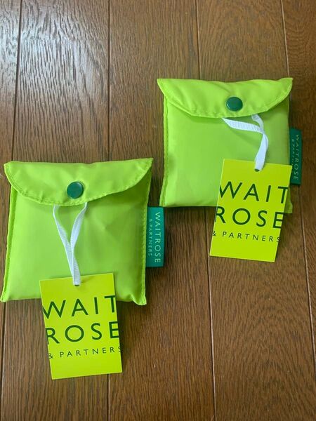 イギリス Waitrose 折りたたみ hold away エコバッグ 四角 2個セット ロンドン ウェイトローズ ペアで