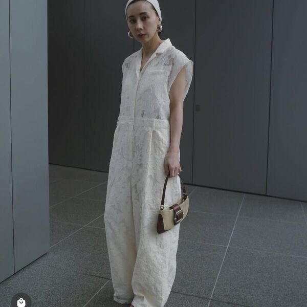ameri アメリSHEER JACQUARD TAILORED ROMPERS