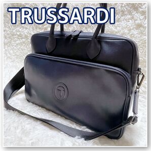 ★週末SALE★値下げしました!【未使用級】トラサルディ ブリーフケース 2way ビジネスバッグ ネイビー 紺