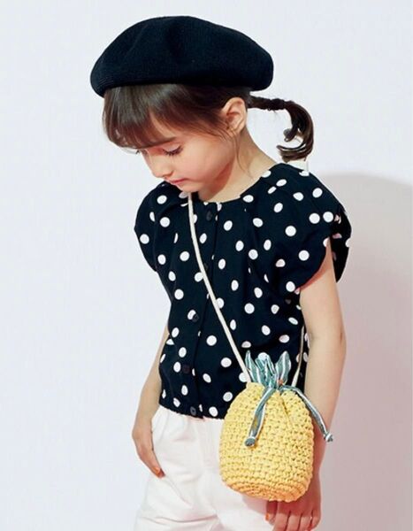 【大人気】美品 petit main ドットバルーンブラウス 80cm