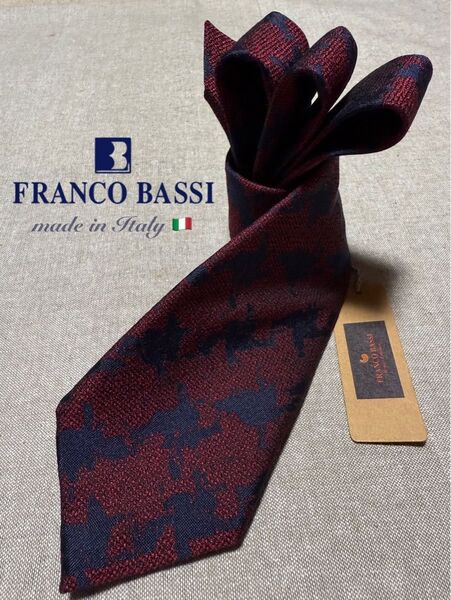 【新品】FRANCO BASSI/フランコバッシ/ビッグハウンドトゥース/バーガンディ×ネイビー