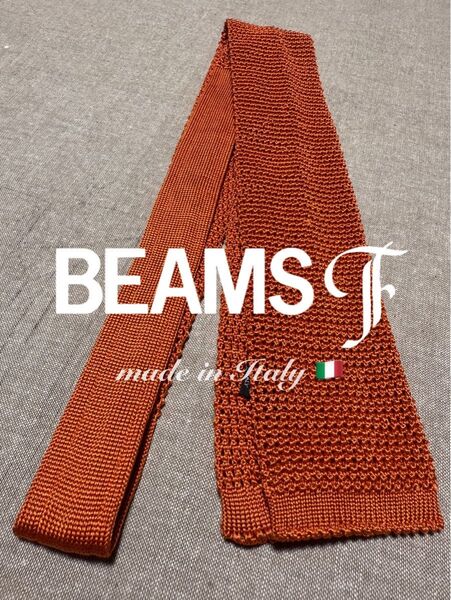 【美品】BEAMS F/ビームスエフ/シルクニットタイ/オレンジ/Italy製