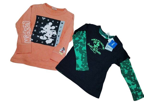 新品!F.O.KIDS エフオーキッズ ミッキーマウス 長袖カットソー 半袖Tシャツ セット100cm