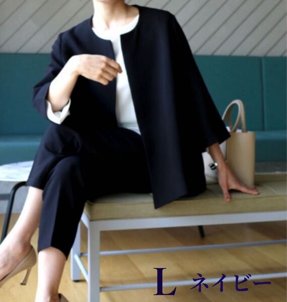 スーツ ネイビー Lサイズ ジャケット パンツ セット ビジネス 発表会