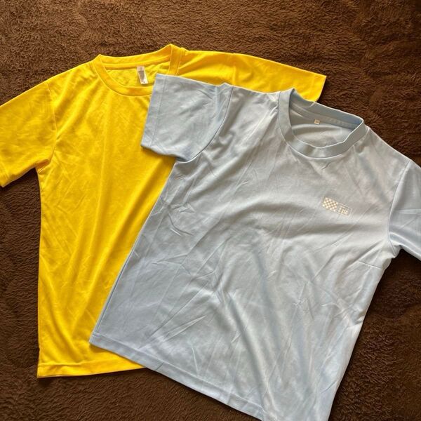 Tシャツ⑦ 2枚セット ポリエステル グリマー 黄色 水色