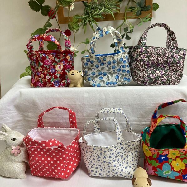 ミニミニ手提げ 布バスケット ラッピング袋プレゼント用バック ハンドメイド