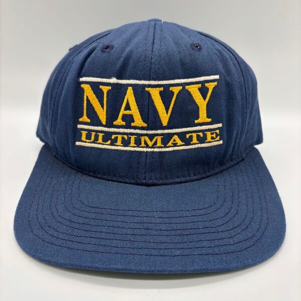 90s ヴィンテージ USA製 NAVY ミリタリー アメリカ海軍 米軍 刺繍ロゴ ベースボールキャップ スナップバック 6パネル