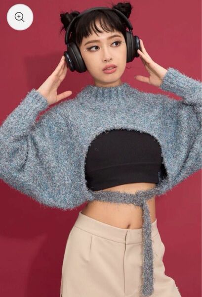 2way lame shaggy layered knit / casane