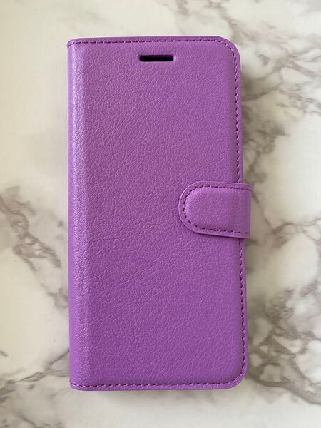 iPhone7Plus/8Plus パープル紫色 シンプルレザー手帳型ケース