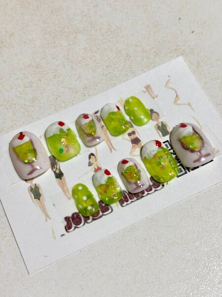 現品販売 ネイルチップ クリームソーダ ソーダネイル ショートネイル