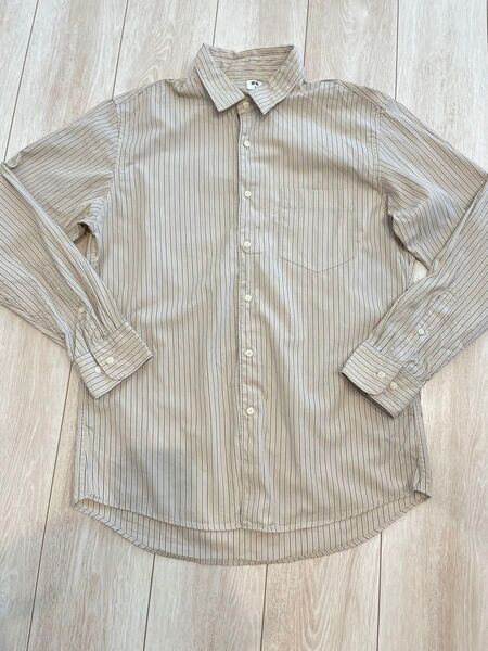 UNIQLO ストライプシャツ 長袖シャツ M ベージュ