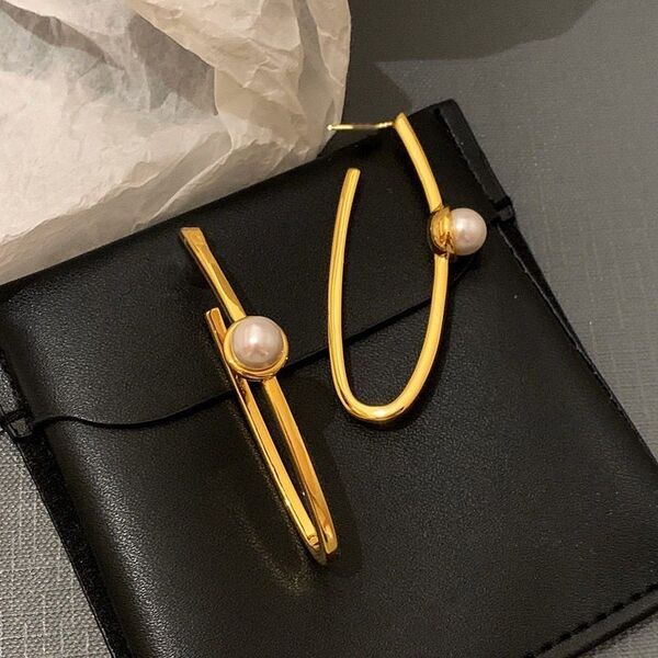 【数量限定】 ピアス 韓国 U字ピアス ゴールド トレンド パール 大ぶり