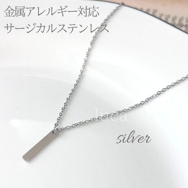 大人気 バートップ ネックレス シルバー サージカルステンレス シンプル モテ