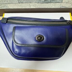 COACH ウエストポーチ ブルー レザー C3748