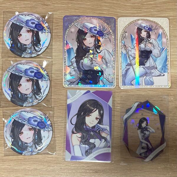 にじさんじ 白雪巴 まとめ売り 7th anniversary art 箔押し缶バッジ カード クリアカード