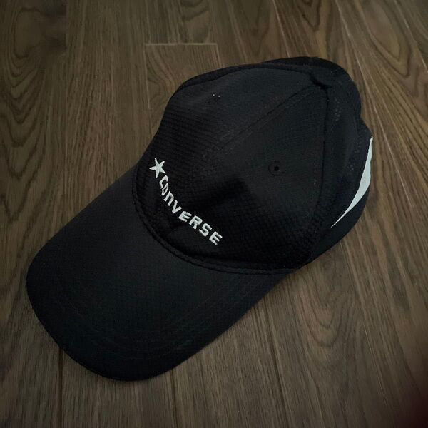 converse コンバース 帽子 メッシュ キャップ 黒 ブラック 57-59cm サイズ調整可能(中古美品)