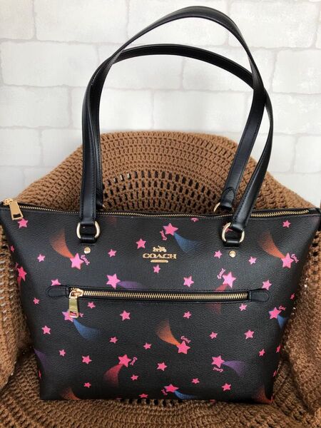 COACH コーチ トートバッグ スター 星柄 ブラック 型番C7668