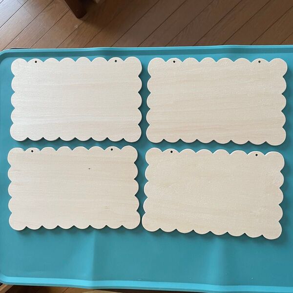 穴あきプラーク白木 4枚セット スカラップ ハンドメイド トールペイント♪
