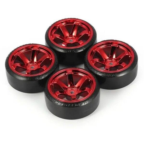 ◆レッドメッキ◆ ドリフト タイヤ ホイール ラジコン TT01 TT02 ドリパケ YD-2 GRK RAYS ヨコモ TE37