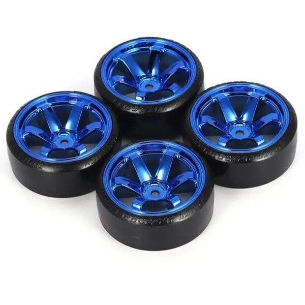 ◆ブルーメッキ◆ ドリフト タイヤ ホイール ラジコン TT01 TT02 ドリパケ YD-2 GRK RAYS ヨコモ TE37