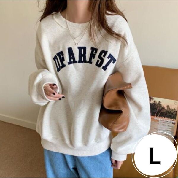 ロンT L ロゴ トップス Tシャツ シンプル 長袖 かわいい