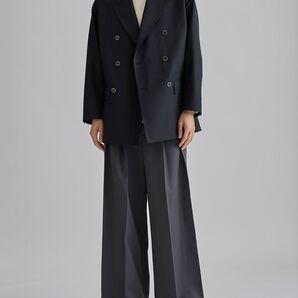 UNITED TOKYO Wクリース ウールワイドパンツ グレー