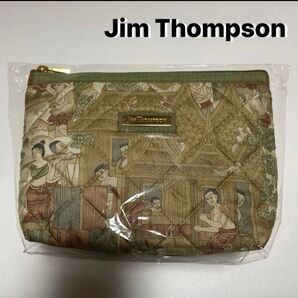【新品・未開封】Jim thompson ジムトンプソン シルクポーチ(エンシャントタイ柄/キルティング)
