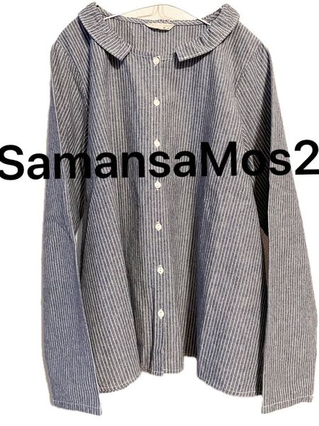 SamansaMos2 トップス ブラウス 長袖 ストライプ サイズM 綿100% サマンサモスモス