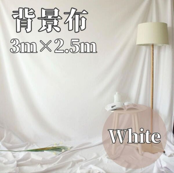3m×2.5m 大判 背景布 白 撮影用 バックシート誕生日 バースデーホワイト