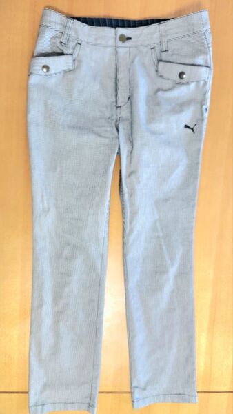 【美品】★PUMA プーマ グレー チェック柄 ゴルフ パンツ★Mサイズ